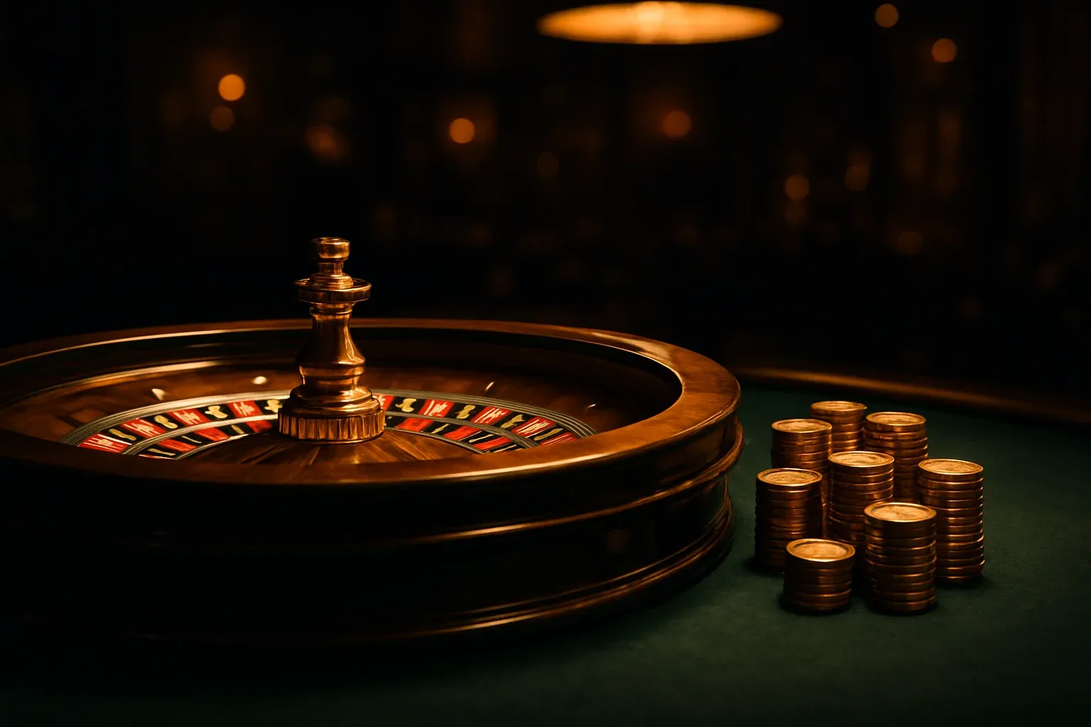 Elegant live casino roulette table with dealer hands and golden chips